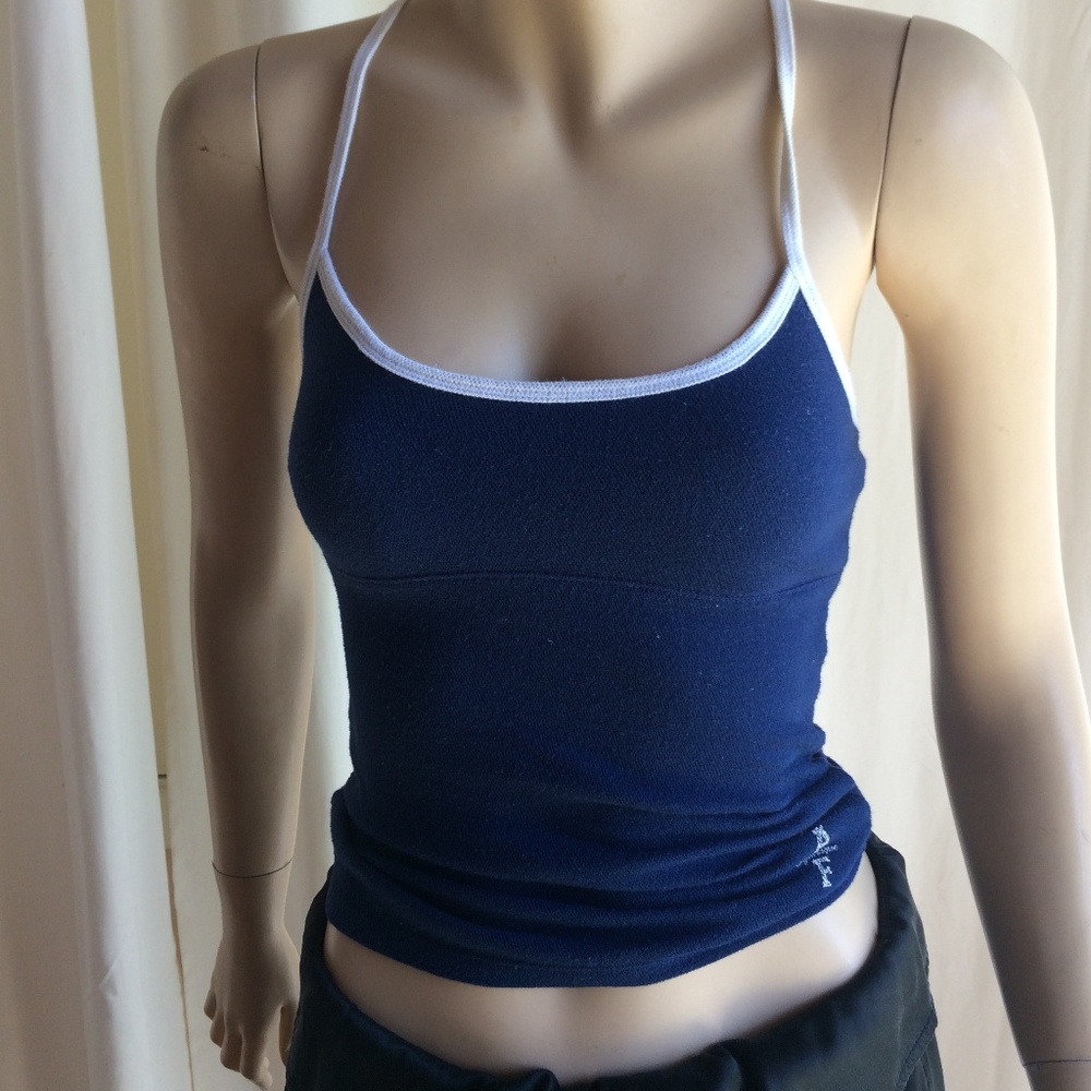 Aber & Fitch Navy Athletic Top with White Piping